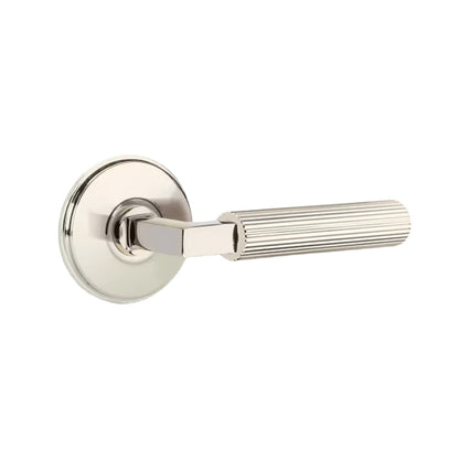Emtek L-Square Straight Knurled Door Lever with Watford Rosette