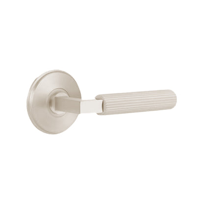 Emtek L-Square Straight Knurled Door Lever with Watford Rosette