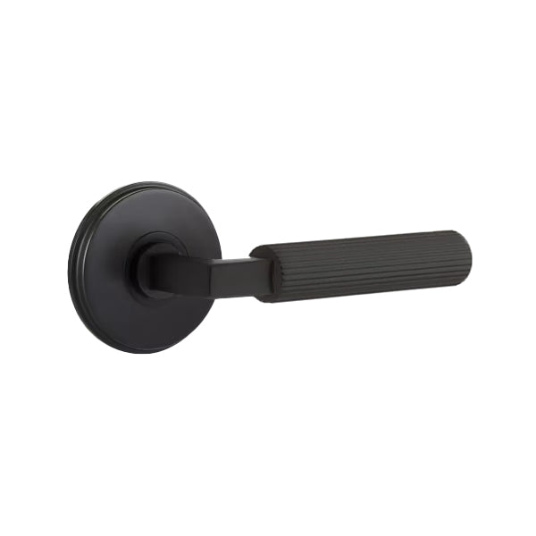 Emtek L-Square Straight Knurled Door Lever with Watford Rosette