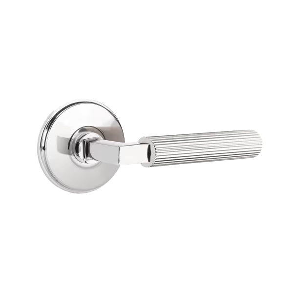 Emtek L-Square Straight Knurled Door Lever with Watford Rosette