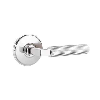 Emtek L-Square Straight Knurled Door Lever with Watford Rosette