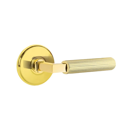 Emtek L-Square Straight Knurled Door Lever with Watford Rosette