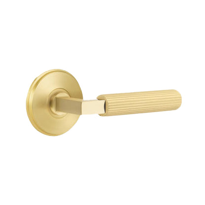 Emtek L-Square Straight Knurled Door Lever with Watford Rosette
