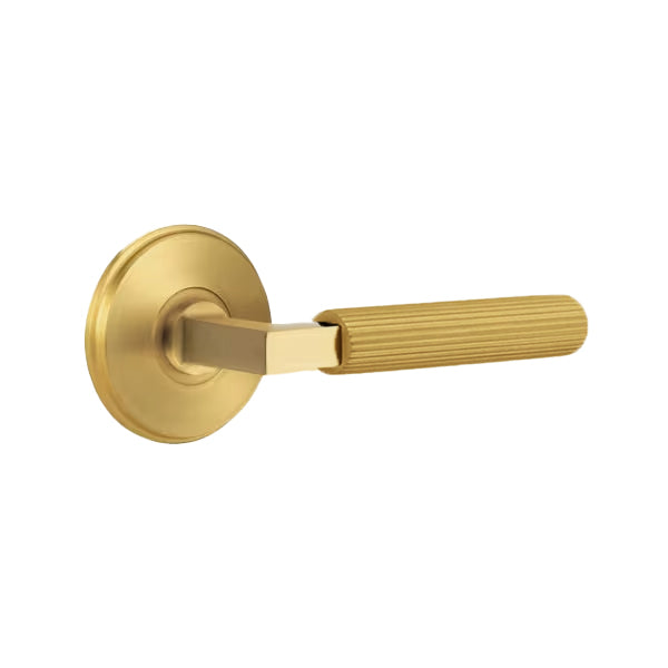Emtek L-Square Straight Knurled Door Lever with Watford Rosette