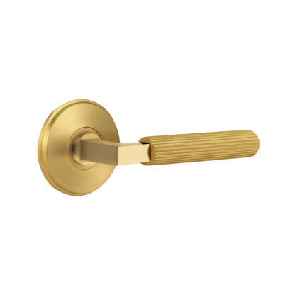 Emtek L-Square Straight Knurled Door Lever with Watford Rosette