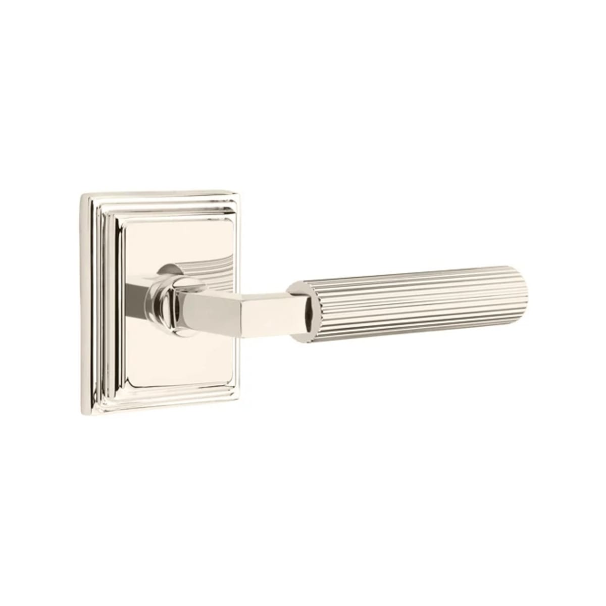 Emtek L-Square Straight Knurled Door Lever with Wilshire Rosette