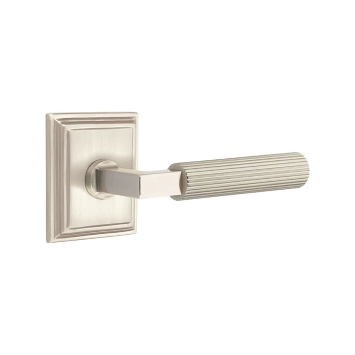 Emtek L-Square Straight Knurled Door Lever with Wilshire Rosette