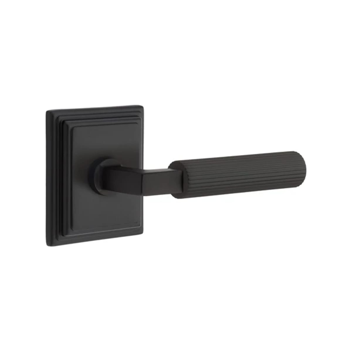 Emtek L-Square Straight Knurled Door Lever with Wilshire Rosette