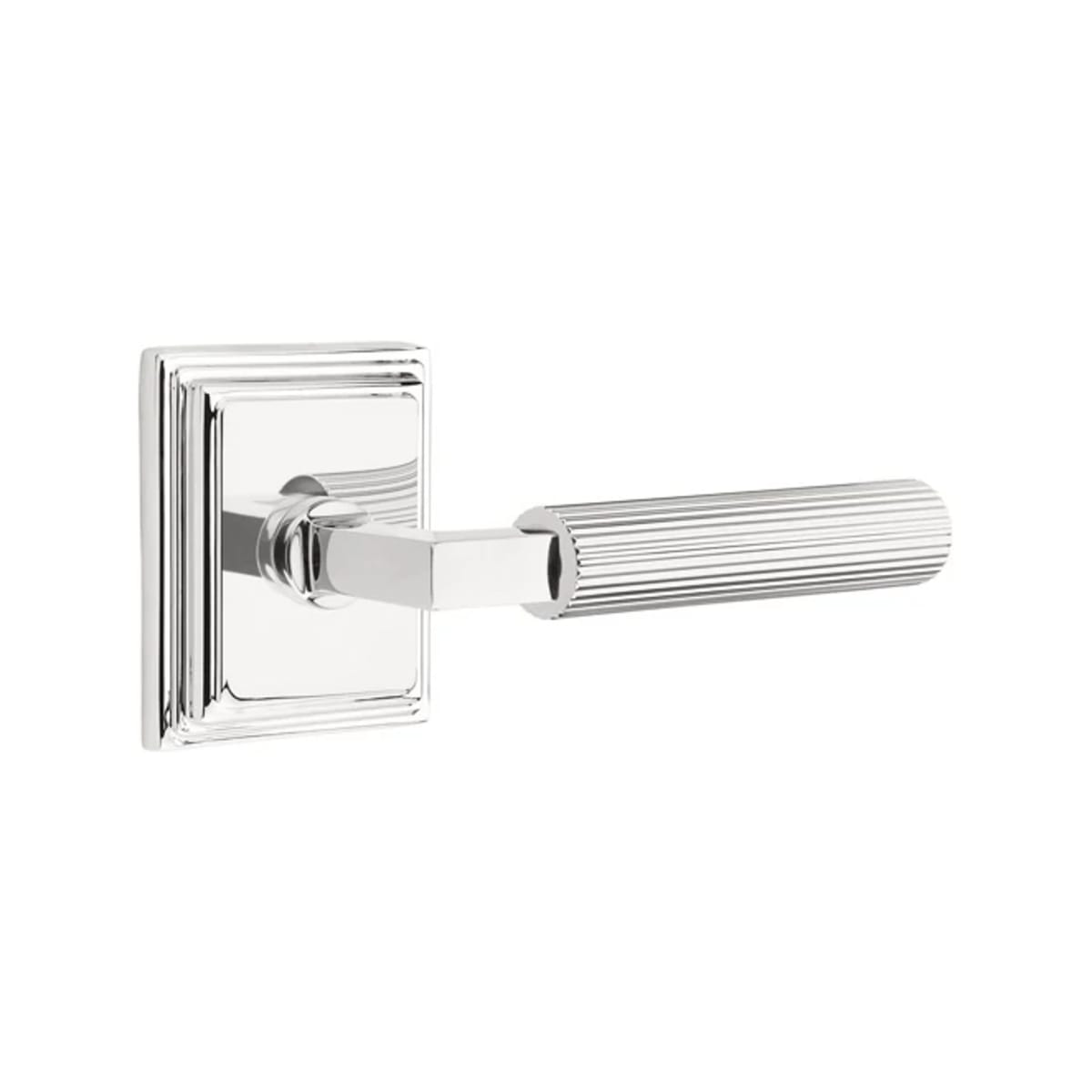 Emtek L-Square Straight Knurled Door Lever with Wilshire Rosette
