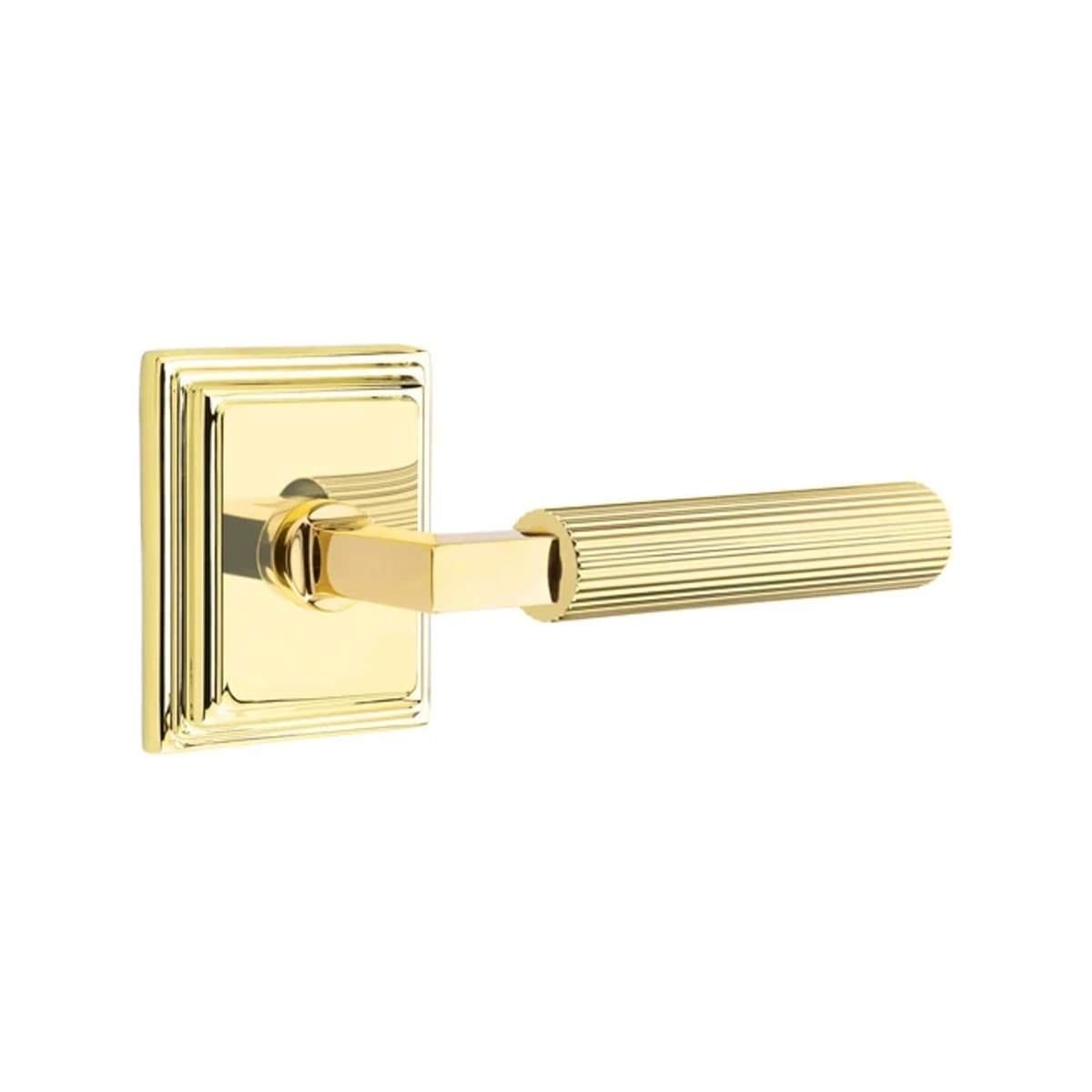 Emtek L-Square Straight Knurled Door Lever with Wilshire Rosette