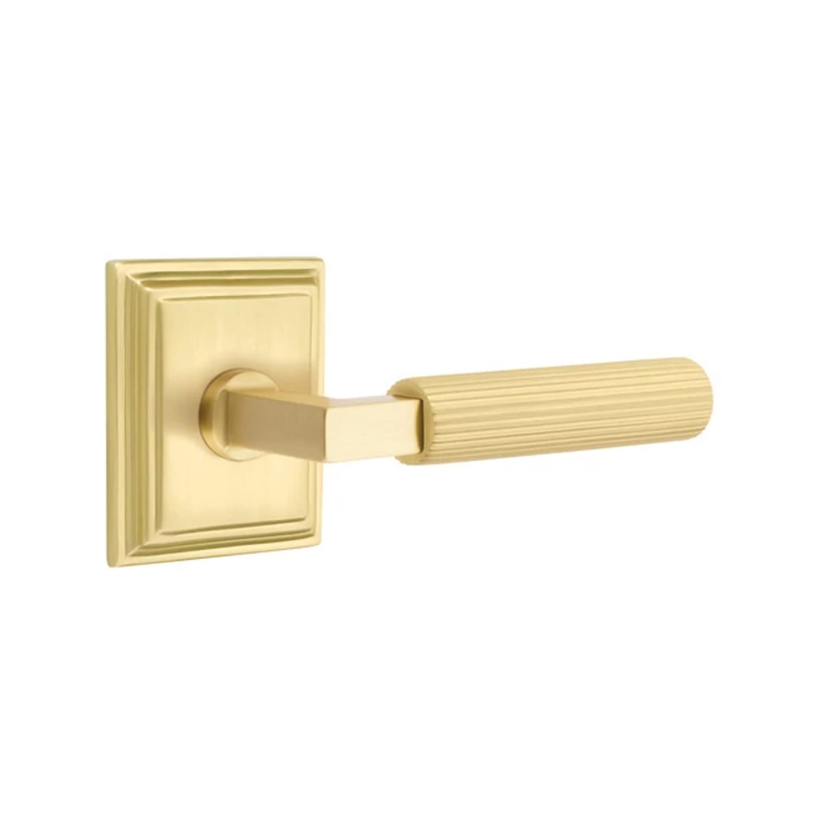 Emtek L-Square Straight Knurled Door Lever with Wilshire Rosette