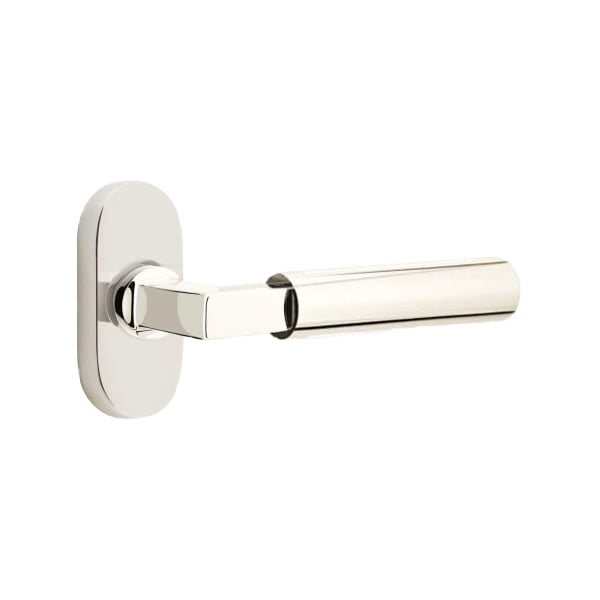 Emtek L-Square Smooth Grip Lever Handle with 1 1/2 X 3 inch Oval Stretto Rosette