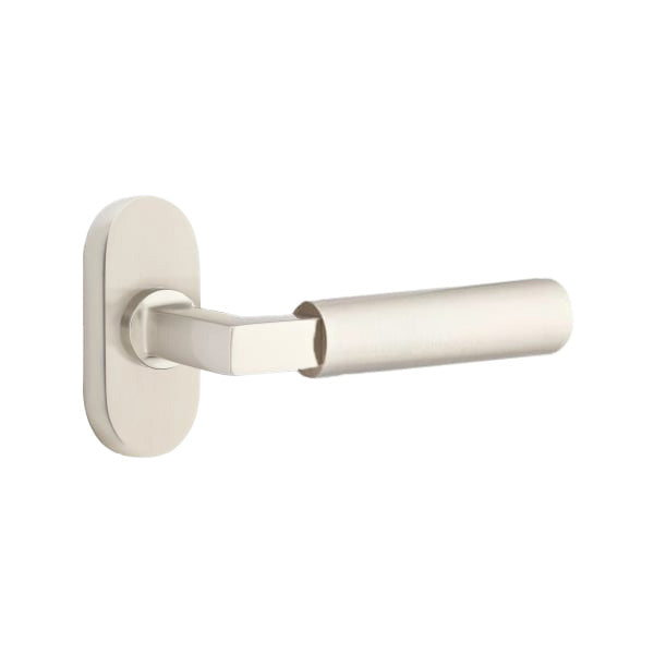Emtek L-Square Smooth Grip Lever Handle with 1 1/2 X 3 inch Oval Stretto Rosette