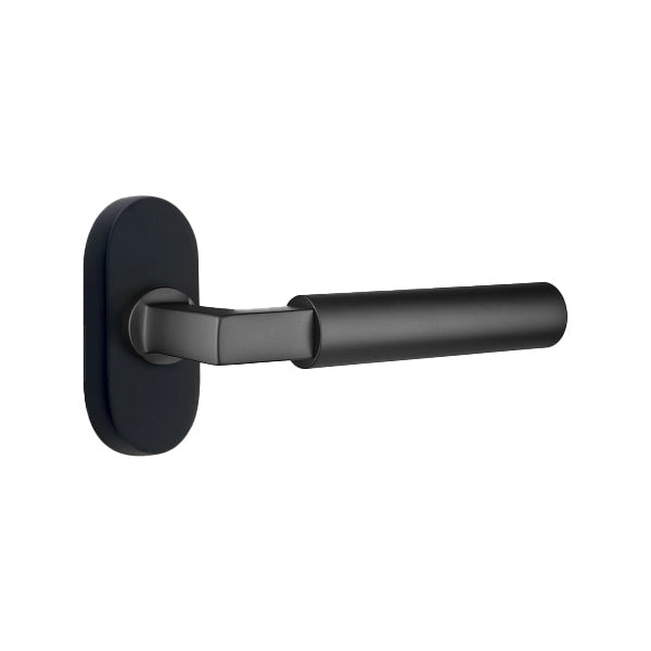 Emtek L-Square Smooth Grip Lever Handle with 1 1/2 X 3 inch Oval Stretto Rosette