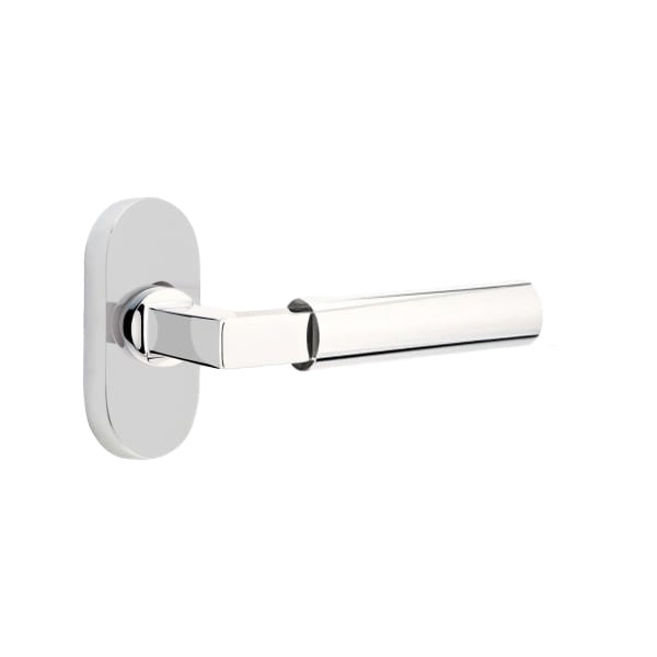 Emtek L-Square Smooth Grip Lever Handle with 1 1/2 X 3 inch Oval Stretto Rosette