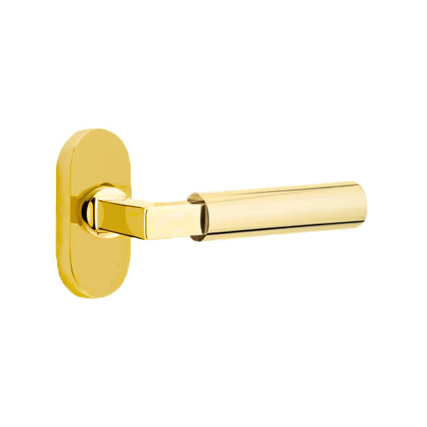 Emtek L-Square Smooth Grip Lever Handle with 1 1/2 X 3 inch Oval Stretto Rosette