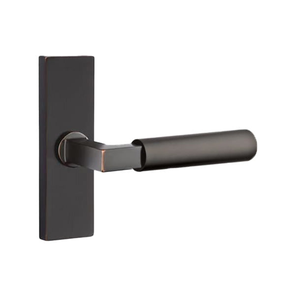 Emtek L-Square Smooth Grip Lever Handle with 1 1/2 X 5 inch Rectangular Stretto Rosette