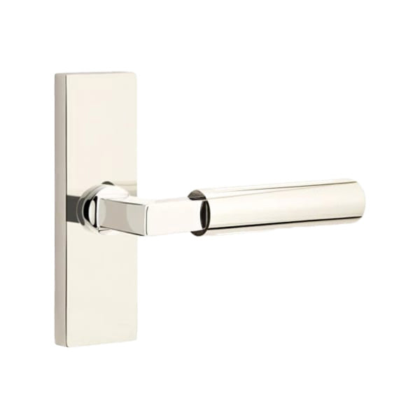 Emtek L-Square Smooth Grip Lever Handle with 1 1/2 X 5 inch Rectangular Stretto Rosette