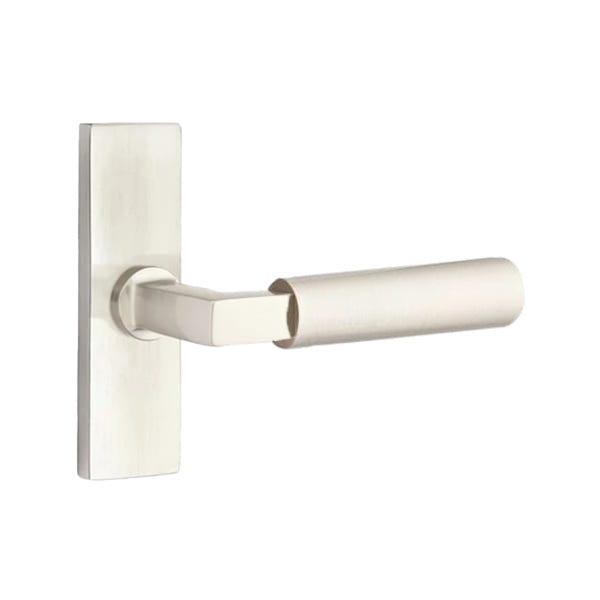 Emtek L-Square Smooth Grip Lever Handle with 1 1/2 X 5 inch Rectangular Stretto Rosette