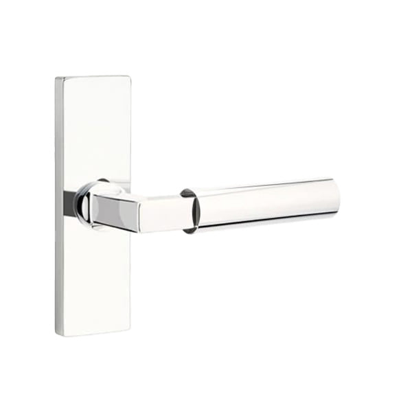Emtek L-Square Smooth Grip Lever Handle with 1 1/2 X 5 inch Rectangular Stretto Rosette