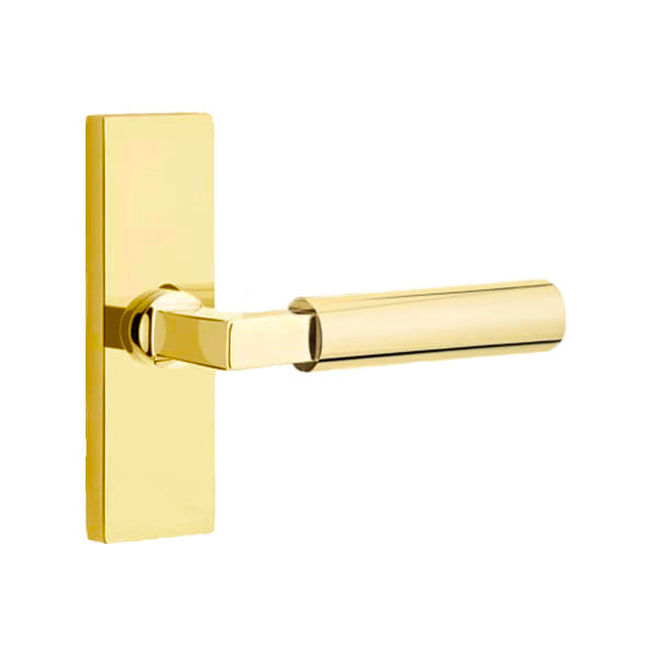Emtek L-Square Smooth Grip Lever Handle with 1 1/2 X 5 inch Rectangular Stretto Rosette