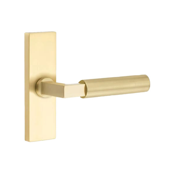 Emtek L-Square Smooth Grip Lever Handle with 1 1/2 X 5 inch Rectangular Stretto Rosette