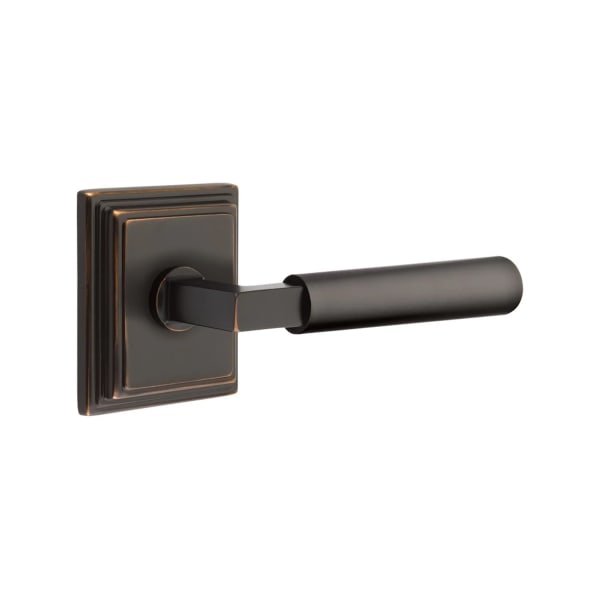 Emtek L-Square Smooth Grip Door Lever with Wilshire Rosette