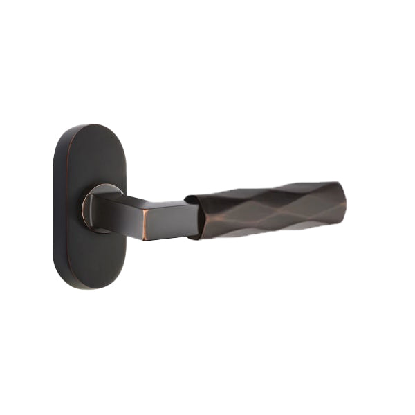 Emtek L-Square Tribeca Door Lever with 1 1/2 x 3 inch Oval Stretto Rosette