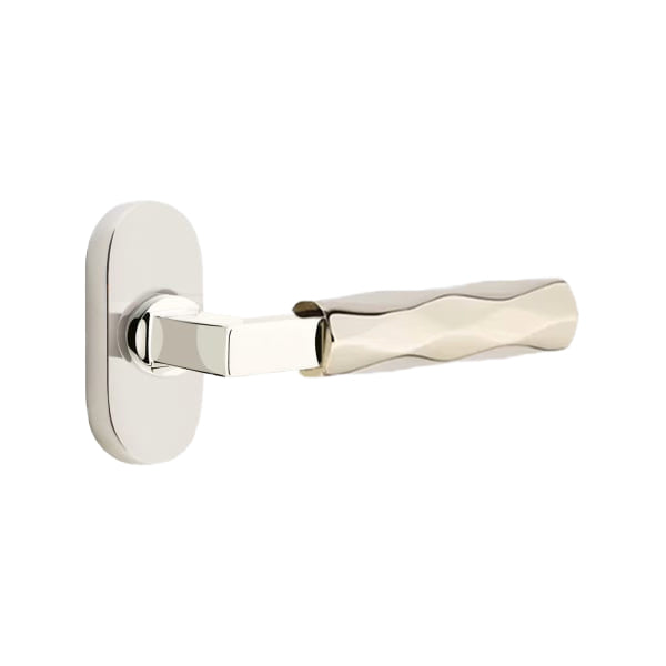 Emtek L-Square Tribeca Door Lever with 1 1/2 x 3 inch Oval Stretto Rosette