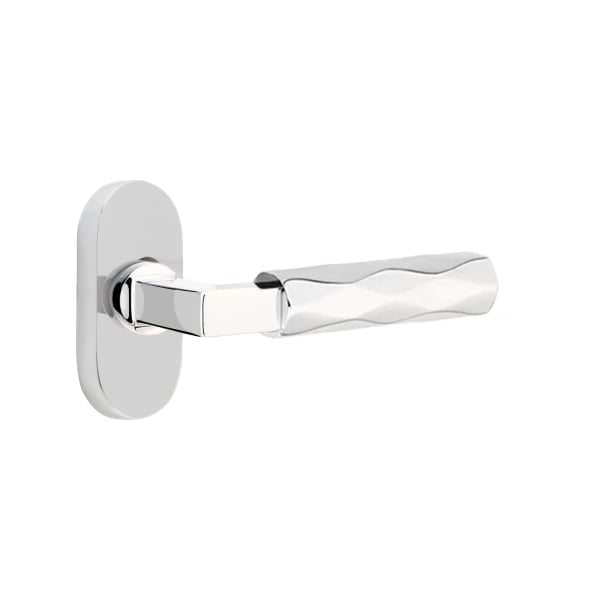 Emtek L-Square Tribeca Door Lever with 1 1/2 x 3 inch Oval Stretto Rosette
