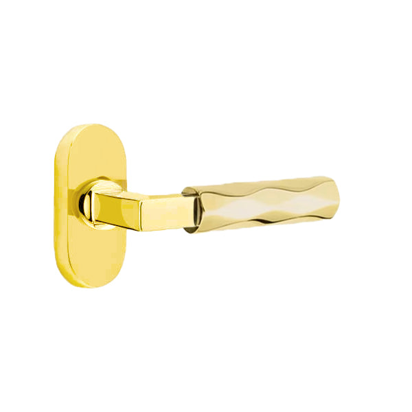 Emtek L-Square Tribeca Door Lever with 1 1/2 x 3 inch Oval Stretto Rosette