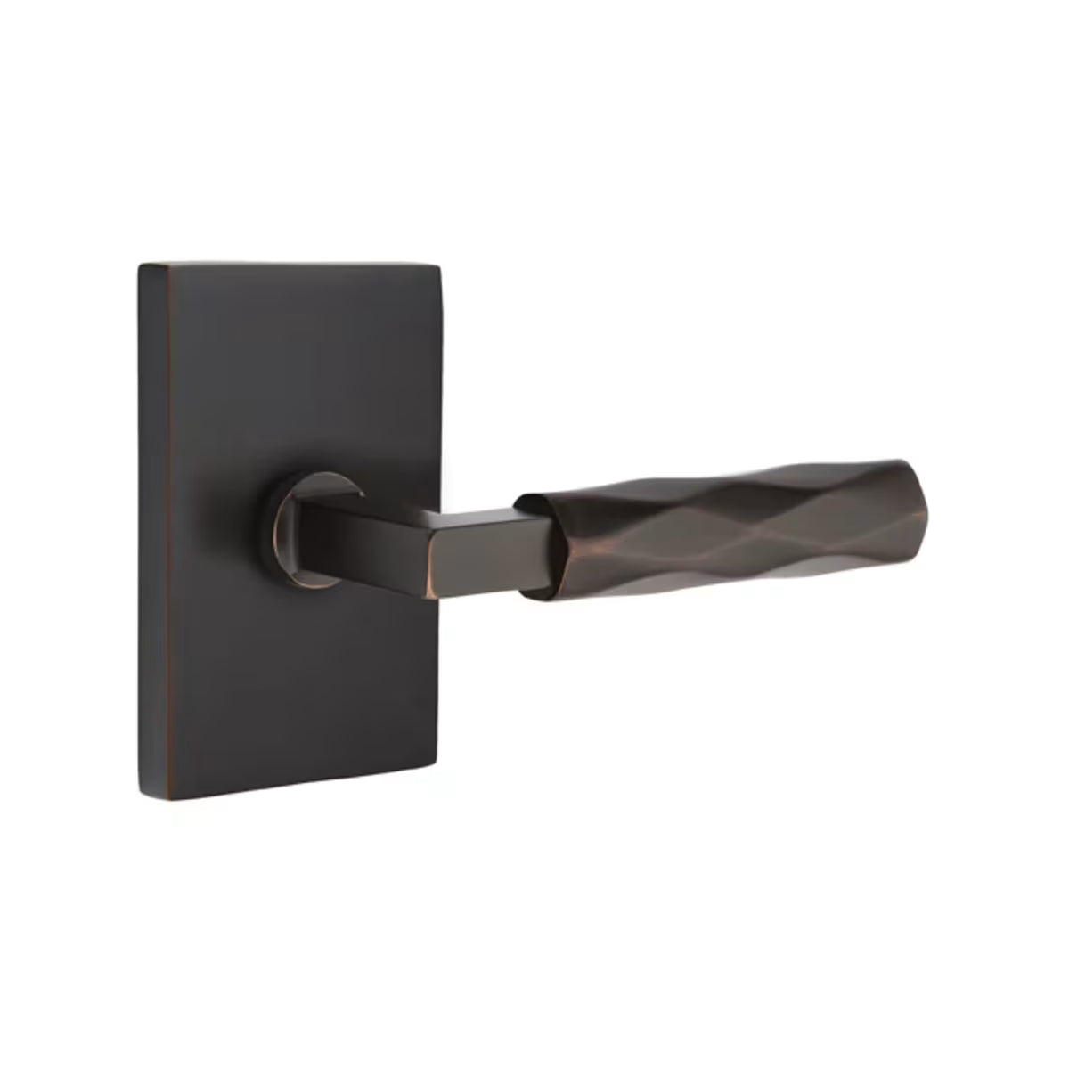 Emtek L-Square Tribeca Door Lever with Modern Rectangular Rosette