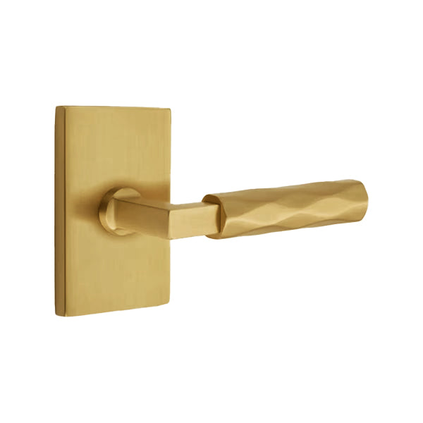 Emtek L-Square Tribeca Door Lever with Modern Rectangular Rosette