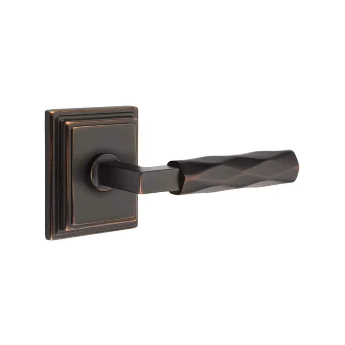 Emtek L-Square Tribeca Door Lever with Wilshire Rosette