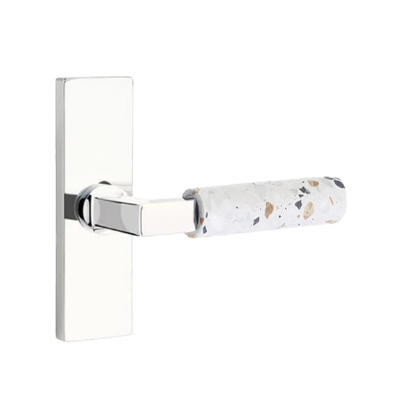 Emtek L-Square Terrazzo Door Lever with 1 1/2 x 5 inch Rectangular Stretto Rosette