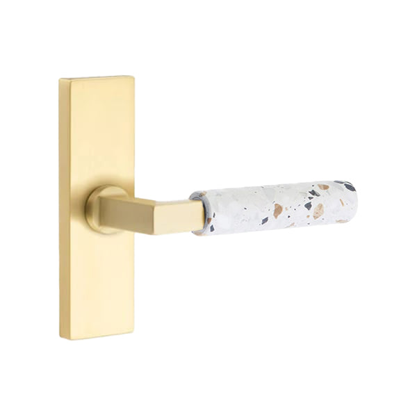 Emtek L-Square Terrazzo Door Lever with 1 1/2 x 5 inch Rectangular Stretto Rosette