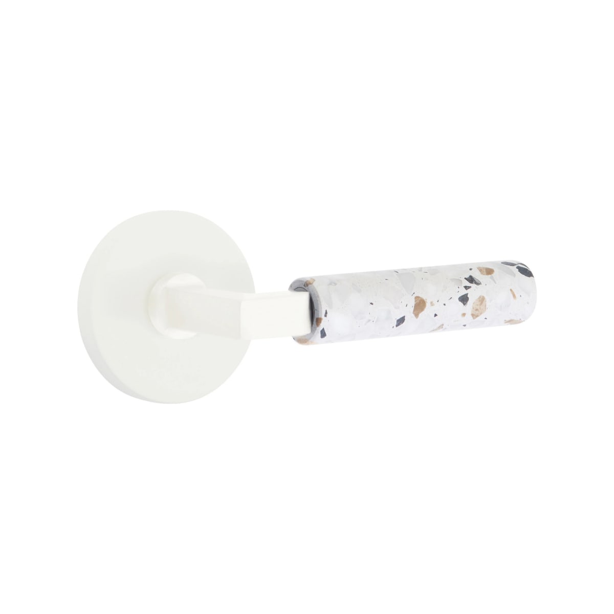 Emtek L-Square Terrazzo Door Lever with Disk Rosette