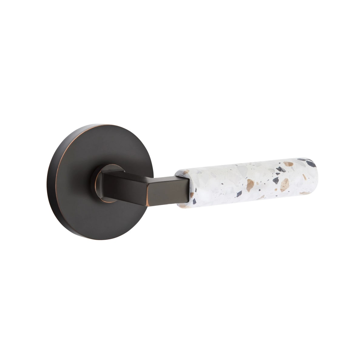 Emtek L-Square Terrazzo Door Lever with Disk Rosette