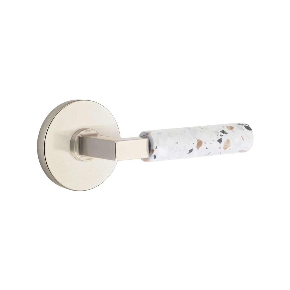 Emtek L-Square Terrazzo Door Lever with Disk Rosette