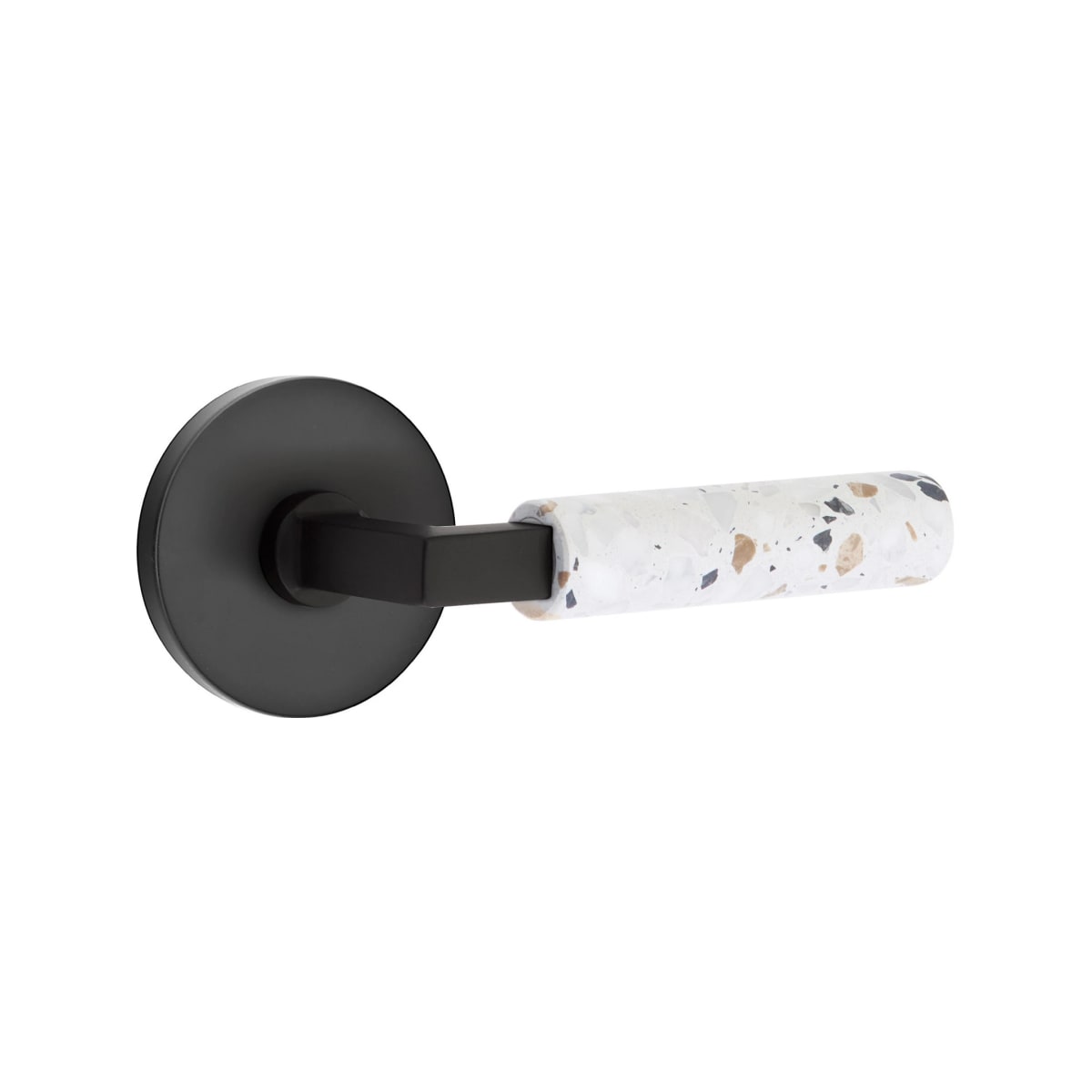 Emtek L-Square Terrazzo Door Lever with Disk Rosette