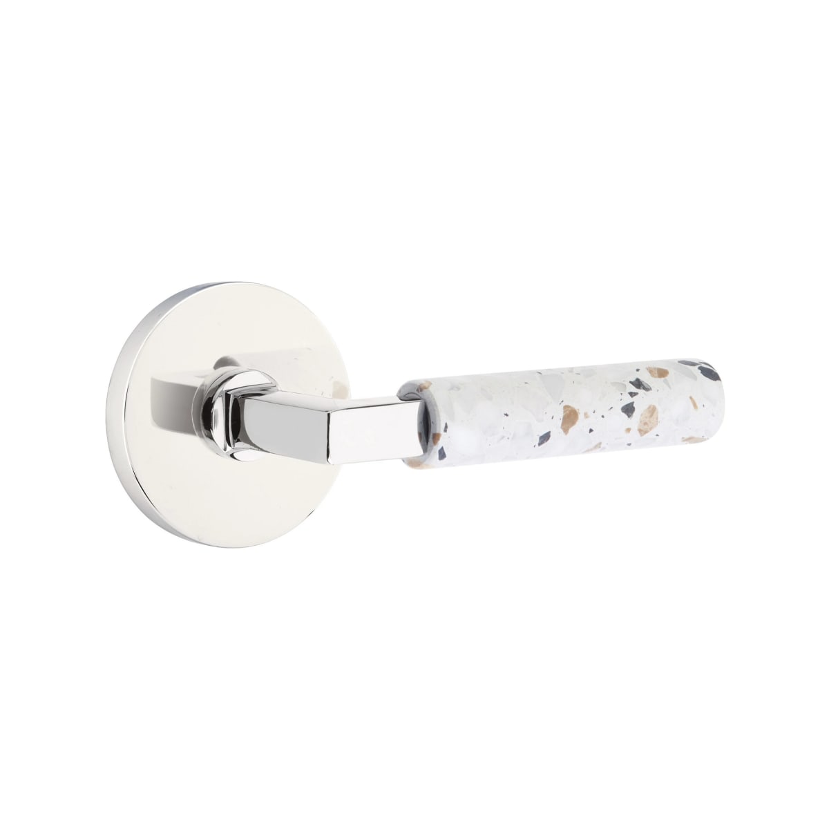 Emtek L-Square Terrazzo Door Lever with Disk Rosette