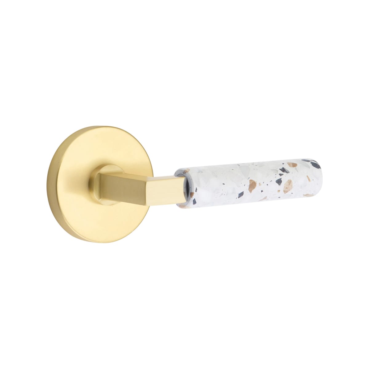 Emtek L-Square Terrazzo Door Lever with Disk Rosette