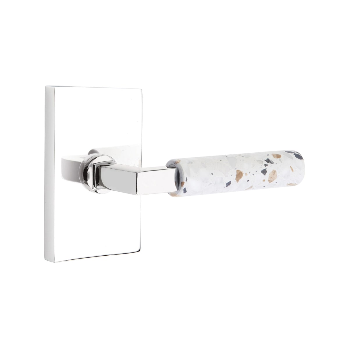 Emtek L-Square Terrazzo Style Door Lever with Modern Rectangular Rosette
