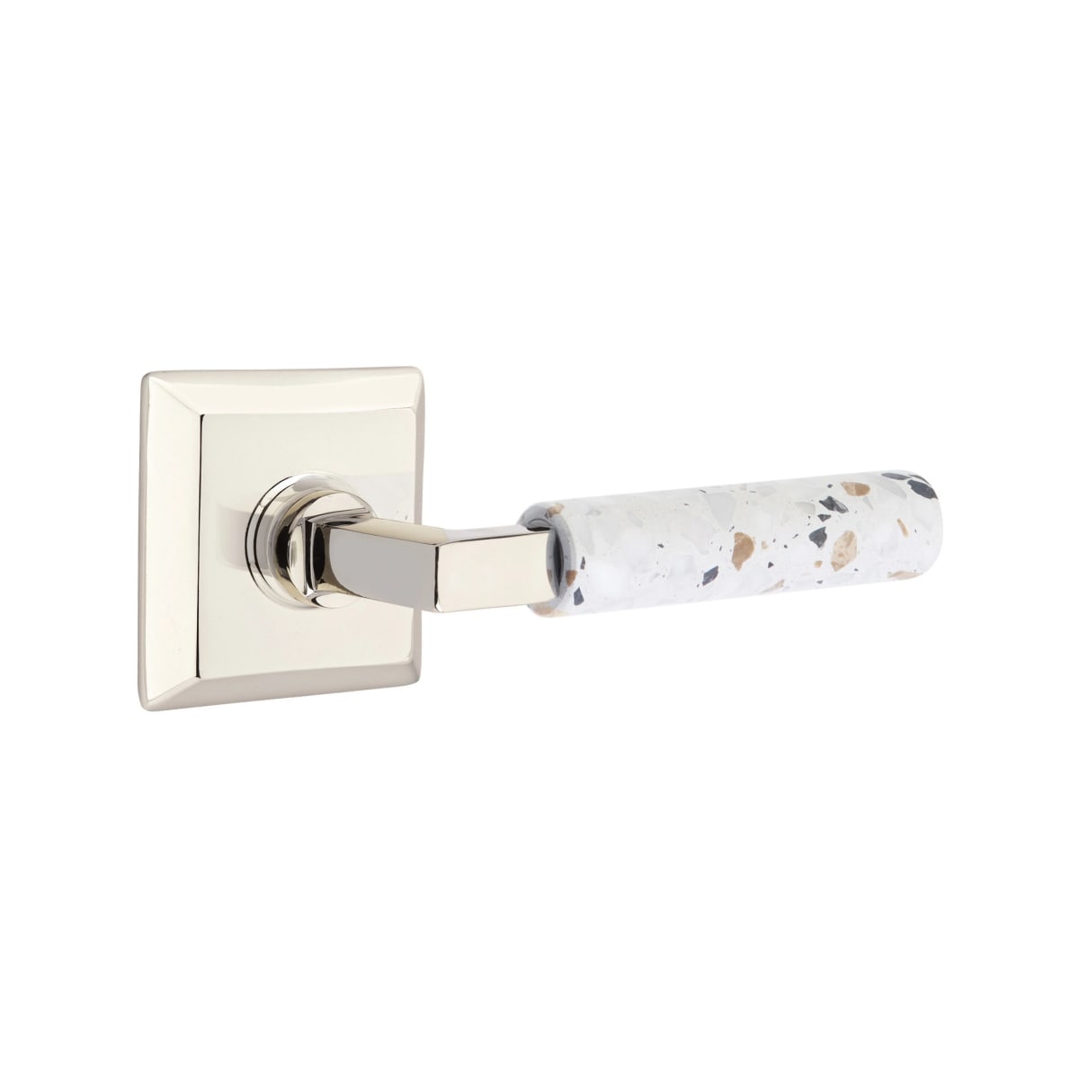 Emtek L-Square Terrazzo Door Lever with Quincy Rosette
