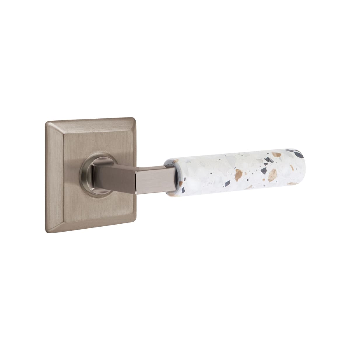 Emtek L-Square Terrazzo Door Lever with Quincy Rosette