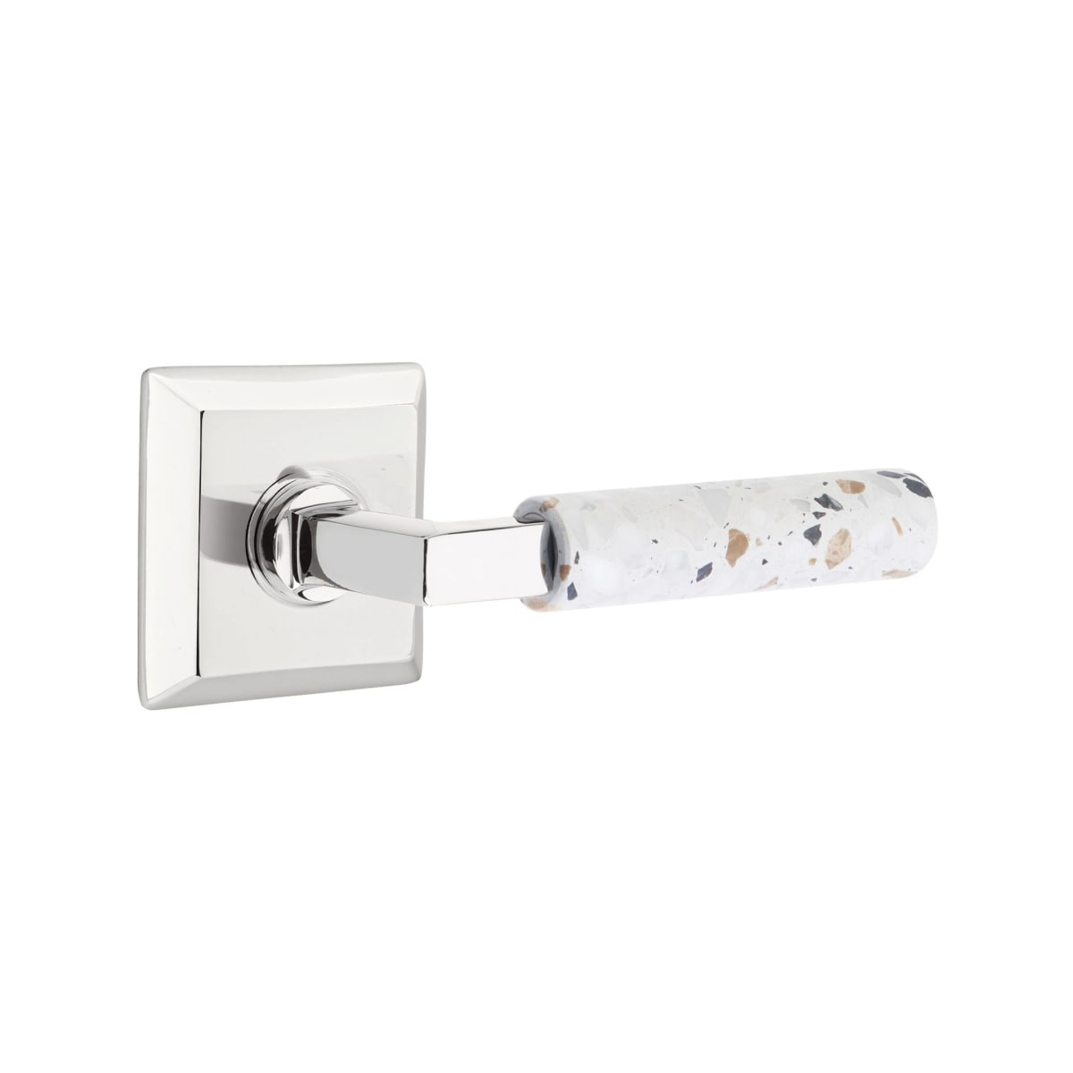 Emtek L-Square Terrazzo Door Lever with Quincy Rosette