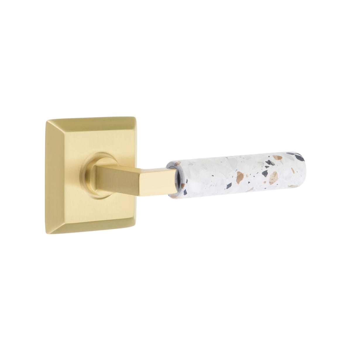 Emtek L-Square Terrazzo Door Lever with Quincy Rosette