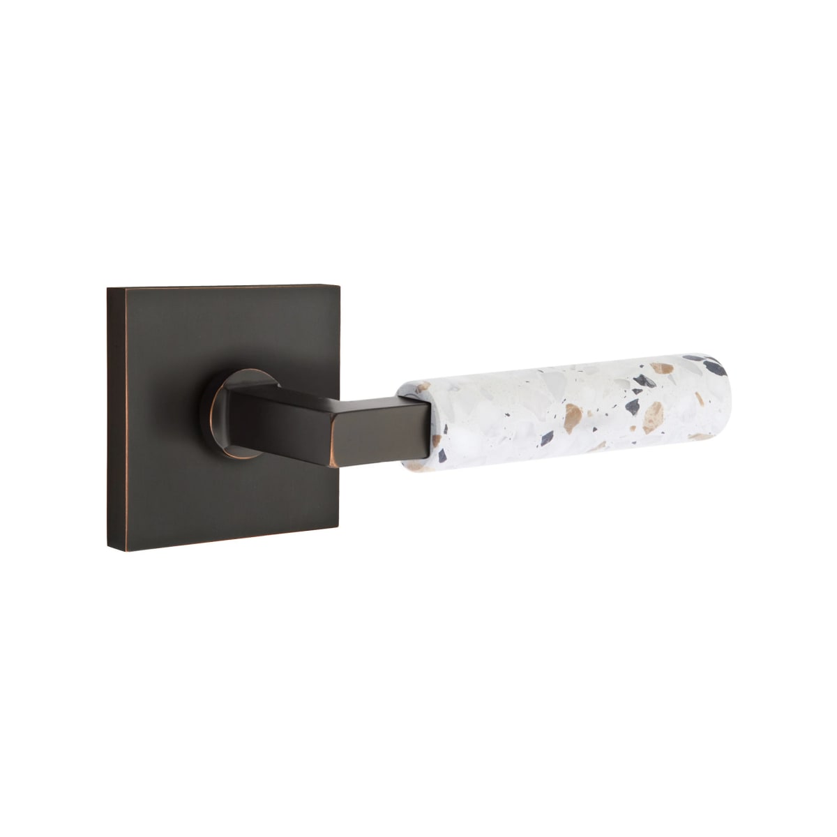 Emtek L-Square Terrazzo Door Lever with Square Rosette