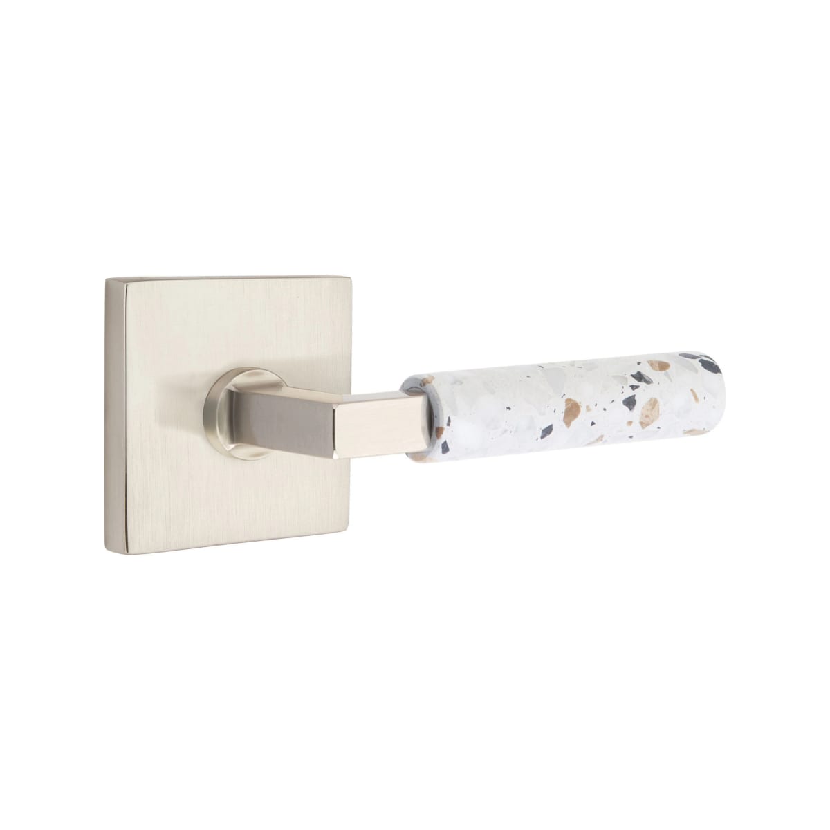 Emtek L-Square Terrazzo Door Lever with Square Rosette