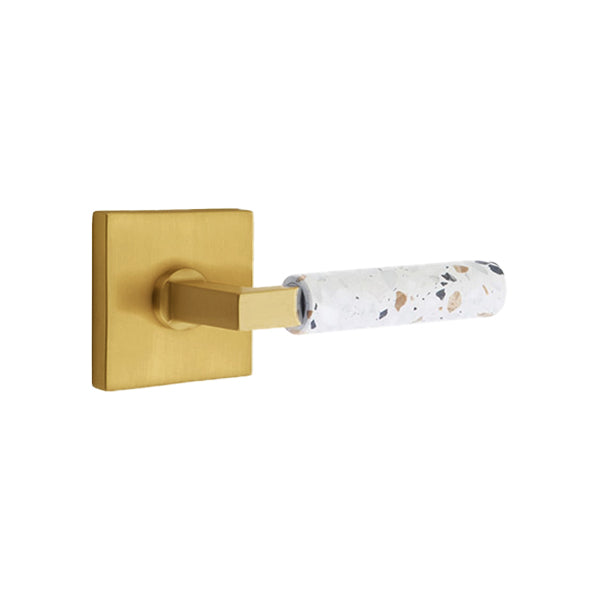 Emtek L-Square Terrazzo Door Lever with Square Rosette